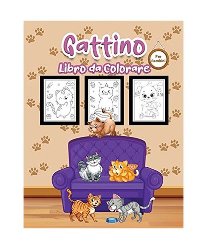 Gattino libro colorare - da, per